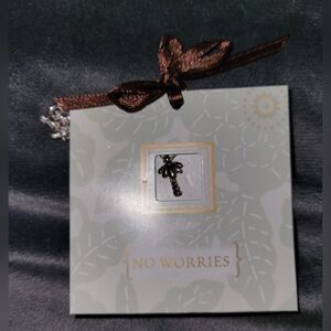 Easter Basket Stuffer No Worries  Charm Necklace  Silver 18 in Chain Palm Tree